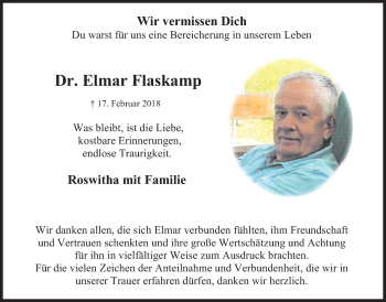 Traueranzeige von Elmar Flaskamp von Bad Vilbel/Karben