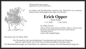 Traueranzeige von Erich Opper von Wetterauer Zeitung