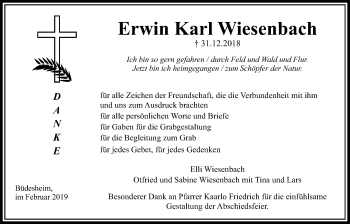 Traueranzeige von Erwin Karl Wiesenbach von Bad Vilbel/Karben