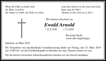 Traueranzeige von Ewald Arnold von Licher Wochenblatt