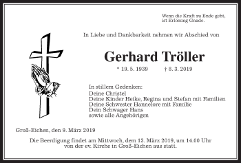 Traueranzeige von Gerhard Tröller von Alsfelder Allgemeine