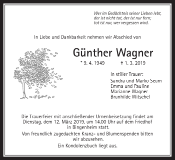 Traueranzeige von Günther Wagner von Wetterauer Zeitung