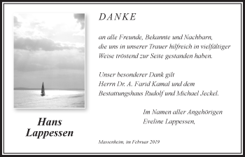 Traueranzeige von Hans Lappessen von Bad Vilbel/Karben