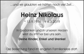 Traueranzeige von Heinz Nikolaus von Wetterauer Zeitung