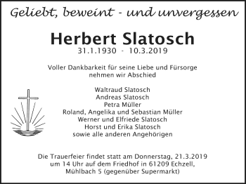 Traueranzeige von Herbert Slatosch von Wetterauer Zeitung