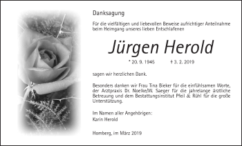 Traueranzeige von Jürgen Herold von Alsfelder Allgemeine