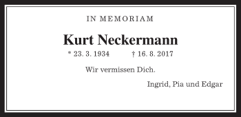 Traueranzeige von Kurt Neckermann von Wetterauer Zeitung