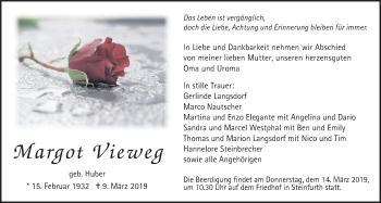 Traueranzeige von Margot Vieweg von Wetterauer Zeitung