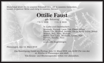 Traueranzeige von Ottilie Faust von Mücker Stimme