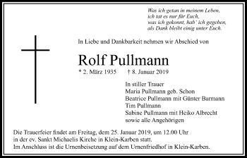 Traueranzeige von Rolf Pullmann von Bad Vilbel/Karben