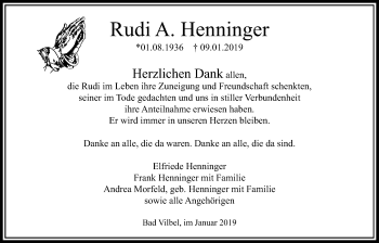 Traueranzeige von Rudi A. Henninger von Bad Vilbel/Karben