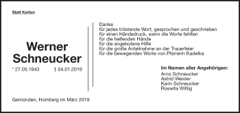 Traueranzeige von Werner Schneucker von Alsfelder Allgemeine