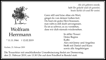 Traueranzeige von Wolfram Herrmann von Bad Vilbel/Karben