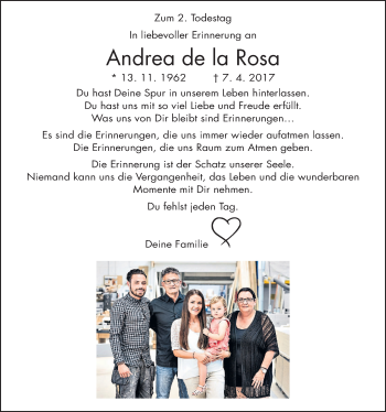 Traueranzeige von Andrea de la Rosa von Wetterauer Zeitung