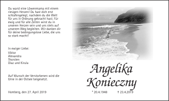 Traueranzeige von Angelika Konieczny von Alsfelder Allgemeine