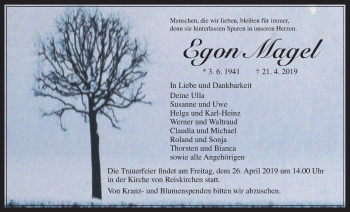Traueranzeige von Egon Magel von Giessener Allgemeine, Alsfelder Allgemeine
