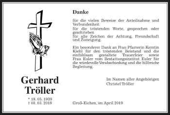 Traueranzeige von Gerhard Tröller von Mücker Stimme