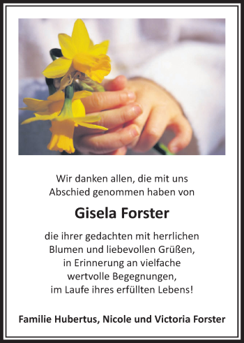 Traueranzeige von Gisela Forster von Licher Wochenblatt