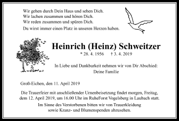Traueranzeige von Heinrich Schweitzer von Mücker Stimme