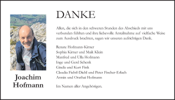 Traueranzeige von Joachim Hofmann von Wetterauer Zeitung