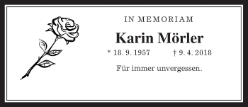 Traueranzeige von Karin Mörler von Wetterauer Zeitung