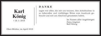 Traueranzeige von Karl König von Wetterauer Zeitung