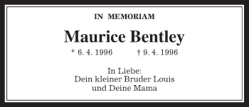 Traueranzeige von Maurice Bentley von Wetterauer Zeitung