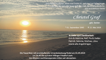 Traueranzeige von Christel Graf von Laubacher Anzeiger