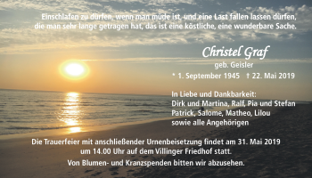 Traueranzeige von Christel Graf von Licher Wochenblatt