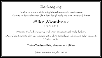 Traueranzeige von Elke Mombour von Licher Wochenblatt