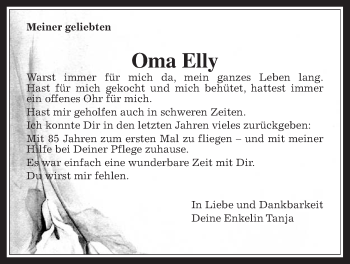 Traueranzeige von Elly Schenk von Wetterauer Zeitung