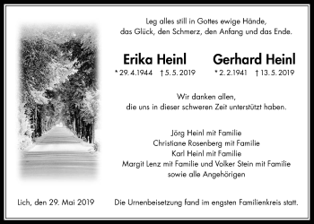 Traueranzeige von Erika Heinl von Licher Wochenblatt