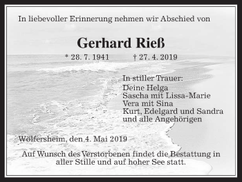 Traueranzeige von Gerhard Rieß von Wetterauer Zeitung