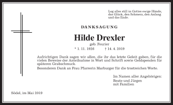 Traueranzeige von Hilde Drexler von Wetterauer Zeitung