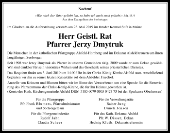 Traueranzeige von Jerzy Dmytruk von Alsfelder Allgemeine