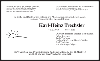 Traueranzeige von Karl-Heinz Trechsler von Licher Wochenblatt