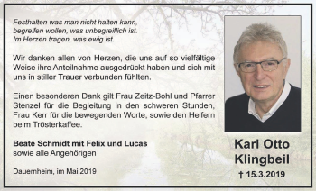Traueranzeige von Karl Otto Klingbeil von Wetterauer Zeitung