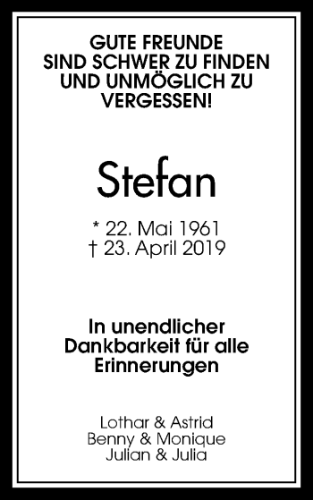 Traueranzeige von Stefan Wittig von Bad Vilbel/Karben