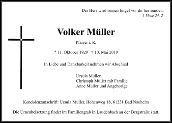 Traueranzeige von Volker Müller von Wetterauer Zeitung