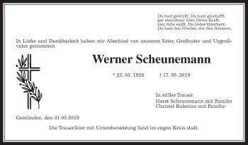 Traueranzeige von Werner Scheunemann von Alsfelder Allgemeine