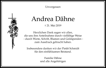 Traueranzeige von Andrea Dähne von Bad Vilbel/Karben