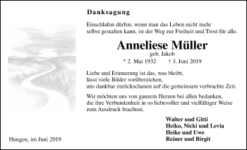 Traueranzeige von Anneliese Müller von Licher Wochenblatt