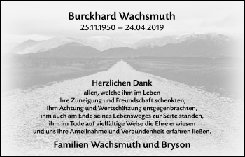 Traueranzeige von Burckhard Wachsmuth von Giessener Allgemeine, Alsfelder Allgemeine