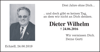 Traueranzeige von Dieter Wilhelm von Wetterauer Zeitung