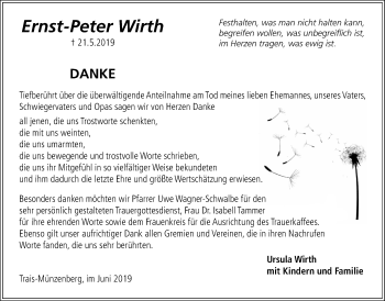 Traueranzeige von Ernst-Peter Wirth von Licher Wochenblatt