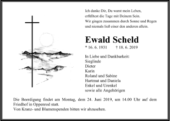 Traueranzeige von Ewald Scheld von Giessener Allgemeine, Alsfelder Allgemeine