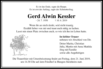 Traueranzeige von Gerd Alwin Kessler von Licher Wochenblatt