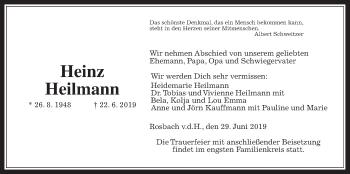 Traueranzeige von Heinz Heilmann von Wetterauer Zeitung