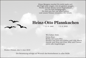 Traueranzeige von Heinz-Otto Pfannkuchen von Alsfelder Allgemeine