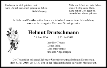 Traueranzeige von Helmut Drutschmann von Wetterauer Zeitung